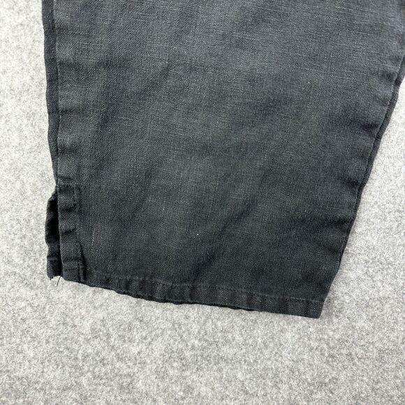 FLAX Linen Pants Women Medium Black Flowy Lagenlook Quiet Luxury Coastal Pull On - Picture 5 of 15